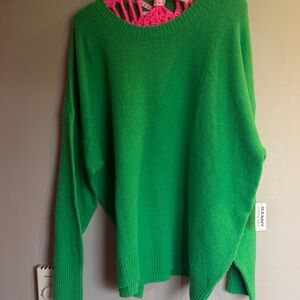 Old Navy Vibrant Green Crew Neck Sweater